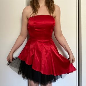 RED SATIN ROMANTIC DRESS